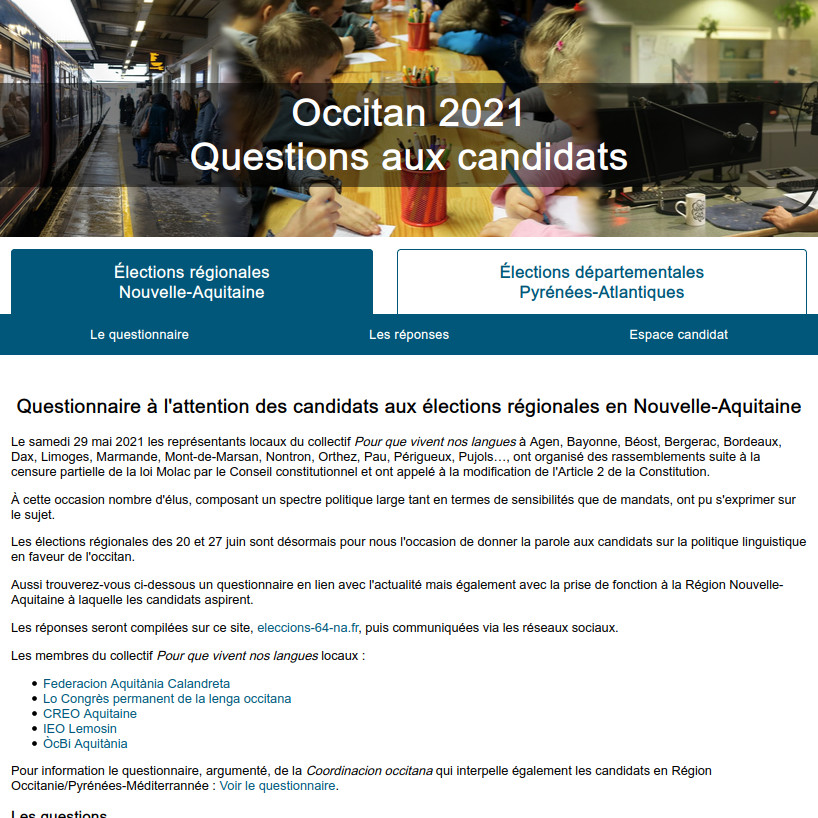 Occitan 2021 : Questions aux candidats